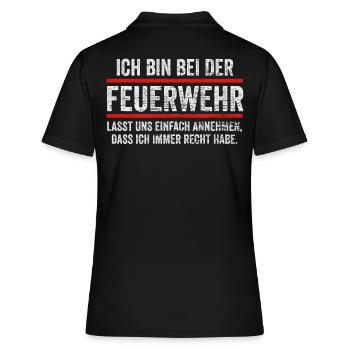 Feuerwehr Blaulicht - Frauen Polo Shirt - Schwarz - Hinten - Ailine (174cm)
