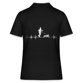Canicross Herzschlag - Frauen Polo Shirt - Schwarz - Hinten - Ailine (174cm)