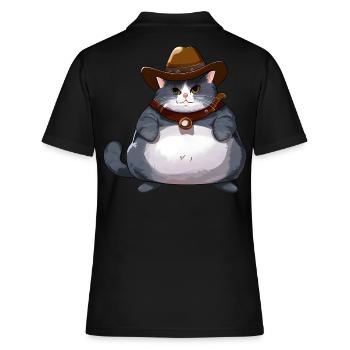 Gros chat cowboy - Polo Femme - noir - Dos - Ailine (174cm)