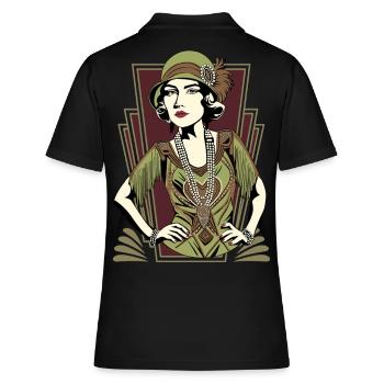 Flappers Mädchen VIVIAN - Frauen Polo Shirt - Schwarz - Hinten - Ailine (174cm)