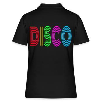 70s Disco - Frauen Polo Shirt - Schwarz - Hinten - Ailine (174cm)