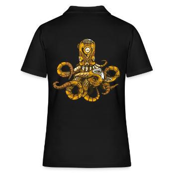 Octopus Steampunk - Frauen Polo Shirt - Schwarz - Hinten - Ailine (174cm)