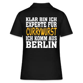 Currywurst - Frauen Polo Shirt - Schwarz - Hinten - Ailine (174cm)