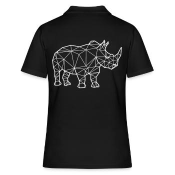 Nashorn Polygon - Frauen Polo Shirt - Schwarz - Hinten - Ailine (174cm)