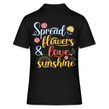 spread flowers blumen und liebeSpread Flowers Blum - Frauen Polo Shirt - Schwarz - Hinten - Ailine (174cm)