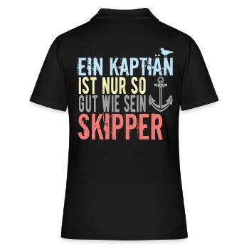 Skipper Sprüche - Frauen Polo Shirt - Schwarz - Hinten - Ailine (174cm)