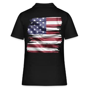 US Flagge Retro - Frauen Polo Shirt - Schwarz - Hinten - Ailine (174cm)