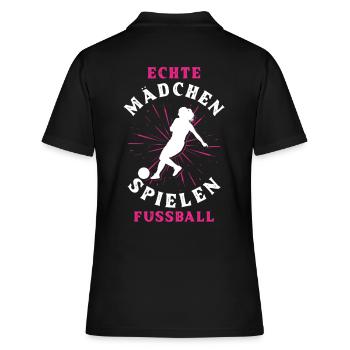 Echte Mädchen spielen Fußball - Frauen Polo Shirt - Schwarz - Hinten - Ailine (174cm)