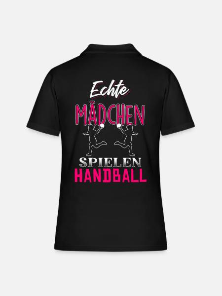 Echte Mädchen spielen Handball - Frauen Polo Shirt - Schwarz