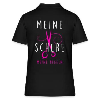 Meine Schere meine Regeln - Frauen Polo Shirt - Schwarz - Hinten - Ailine (174cm)