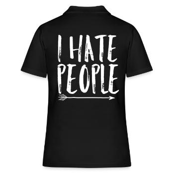 I hate People - Frauen Polo Shirt - Schwarz - Hinten - Ailine (174cm)