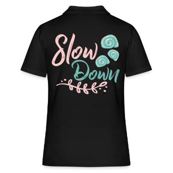 Slow Down - Frauen Polo Shirt - Schwarz - Hinten - Ailine (174cm)