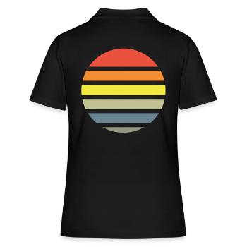 Sunset Retro Kreis Background - Frauen Polo Shirt - Schwarz - Hinten - Ailine (174cm)