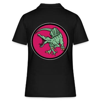 Dino Logo - Frauen Polo Shirt - Schwarz - Hinten - Ailine (174cm)