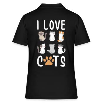 J'aime les chats j'aime les chats - Polo Femme - noir - Dos - Ailine (174cm)