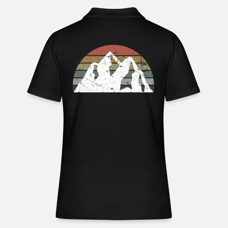 Mountains Retro Sunset Mountain Range Mountain - Women's Polo Shirt - black