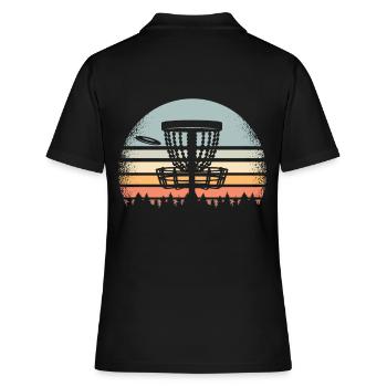 Disc Golf Retro - Frauen Polo Shirt - Schwarz - Hinten - Ailine (174cm)
