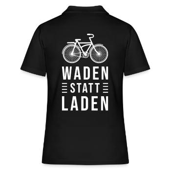 Waden statt Laden - Frauen Polo Shirt - Schwarz - Hinten - Ailine (174cm)