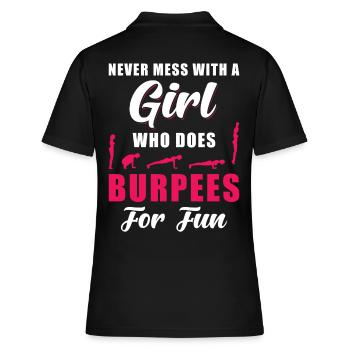 Burpees Fitness Training Dicton - Polo Femme - noir - Dos - Ailine (174cm)