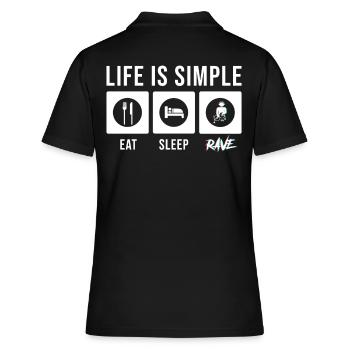 Rave Raver Techno Electro Musik - Frauen Polo Shirt - Schwarz - Hinten - Ailine (174cm)