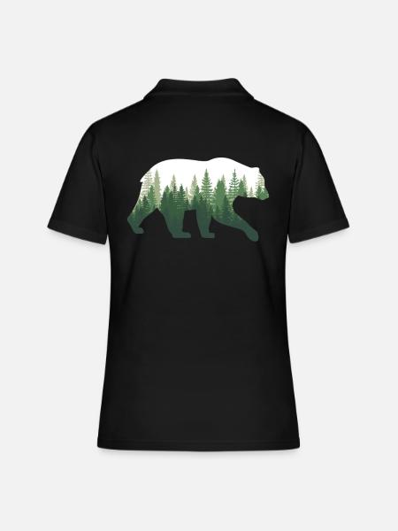 Ours Nature forêt - Polo Femme - noir