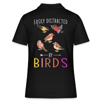 Vogel Vogelkundler Geschenk - Frauen Polo Shirt - Schwarz - Hinten - Ailine (174cm)