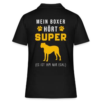 Boxer Hund Spruch lustig - Frauen Polo Shirt - Schwarz - Hinten - Ailine (174cm)
