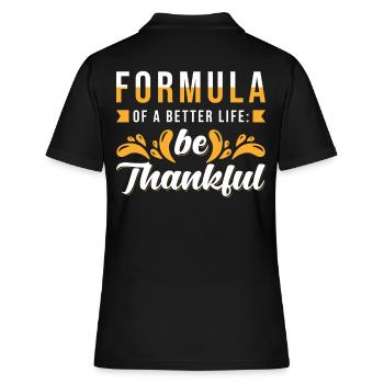Dankbarkeit Spruch Dankbar - Frauen Polo Shirt - Schwarz - Hinten - Ailine (174cm)