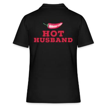 Hot Husband Chilli saying for fathers - Women's Polo Shirt - black - Back - Ailine (174cm)
