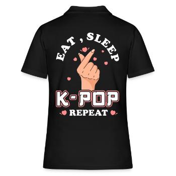K-Pop Eat Sleep Kpop Repeat - Frauen Polo Shirt - Schwarz - Hinten - Ailine (174cm)