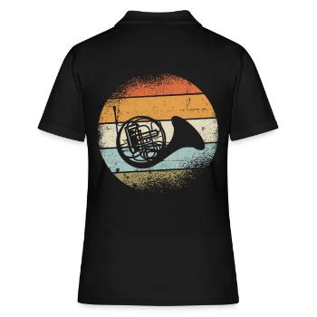 Horn - Frauen Polo Shirt - Schwarz - Hinten - Ailine (174cm)