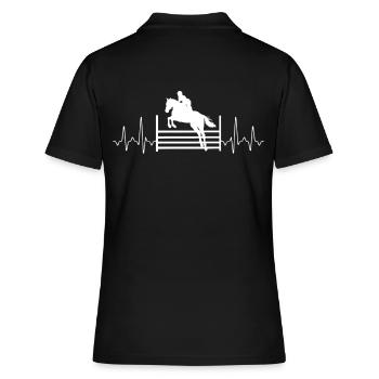 Springreiten Herzschlag - Frauen Polo Shirt - Schwarz - Hinten - Ailine (174cm)