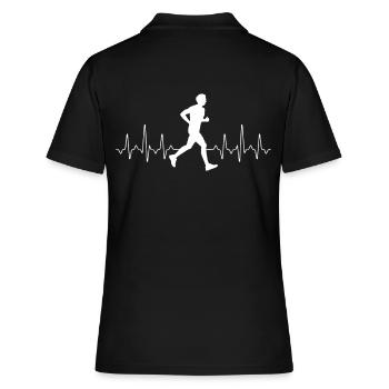 Jogging Heartbeat - Frauen Polo Shirt - Schwarz - Hinten - Ailine (174cm)