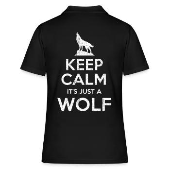 Wolf Spruch Keep calm Wolf - Frauen Polo Shirt - Schwarz - Hinten - Ailine (174cm)