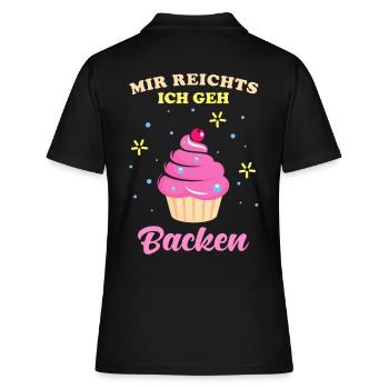 Backen Mir reichts ich geh backen Spruch - Frauen Polo Shirt - Schwarz - Hinten - Ailine (174cm)
