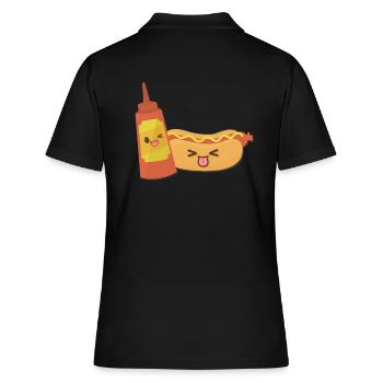 Hot Dog Kawaii Fast Food - Polo Femme - noir - Dos - Ailine (174cm)