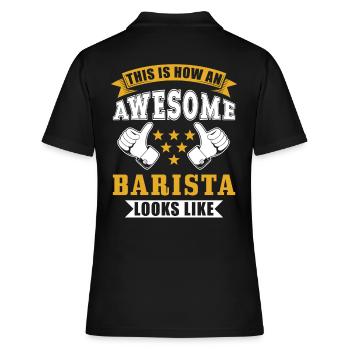 Barista Gift - Women's Polo Shirt - black - Back - Ailine (174cm)