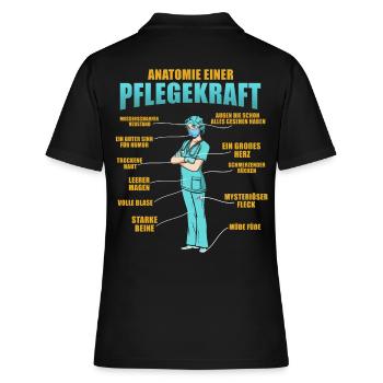 Pflegekraft Anatomie - Frauen Polo Shirt - Schwarz - Hinten - Ailine (174cm)