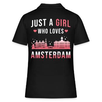 Amsterdam - Frauen Polo Shirt - Schwarz - Hinten - Ailine (174cm)