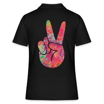 Peace Finger - Frauen Polo Shirt - Schwarz - Hinten - Ailine (174cm)