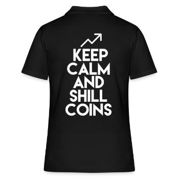 Restez calme et Shill Coins - Polo Femme - noir - Dos - Ailine (174cm)