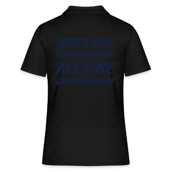 Provokanter Lustiger Spruch - Frauen Polo Shirt - Schwarz - Hinten - Ailine (174cm)