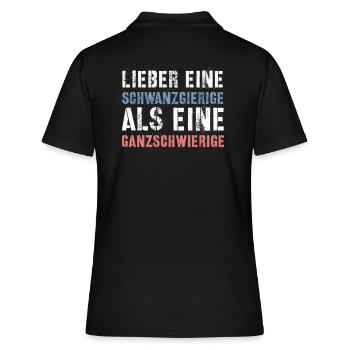 Provokanter Lustiger Spruch - Frauen Polo Shirt - Schwarz - Hinten - Ailine (174cm)