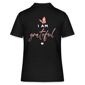 Grateful Butterfly Inspiration Dicton - Polo Femme - noir - Dos - Ailine (174cm)