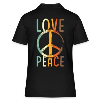 Love Peace Friedenszeichen - Frauen Polo Shirt - Schwarz - Hinten - Ailine (174cm)