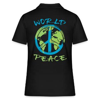 Weltfrieden Erde Planet Friedenszeichen - Frauen Polo Shirt - Schwarz - Hinten - Ailine (174cm)