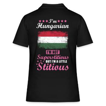 Hongrois Mme Superstitious Stitious - Polo Femme - noir - Dos - Ailine (174cm)