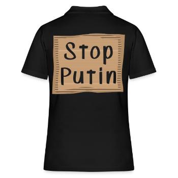 Stop Putin - Frauen Polo Shirt - Schwarz - Hinten - Ailine (174cm)