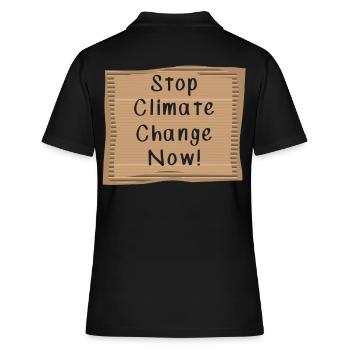 Stop Climate Change Now - Frauen Polo Shirt - Schwarz - Hinten - Ailine (174cm)