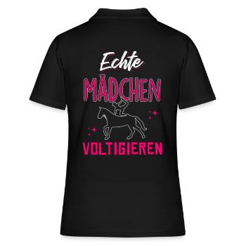 Echte Mädchen Voltigieren - Frauen Polo Shirt - Schwarz - Hinten - Ailine (174cm)